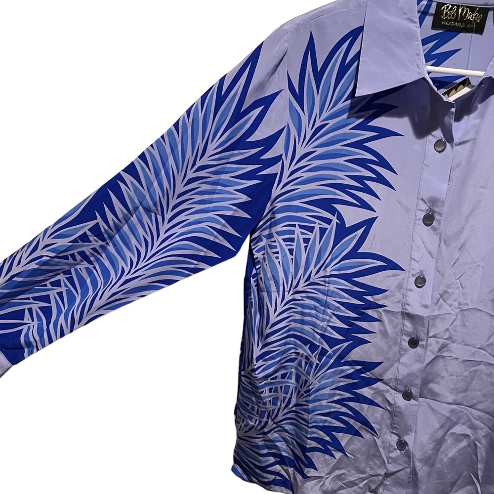 Bob Mackie Blue Button Down Shirt S - Picture 2 of 6